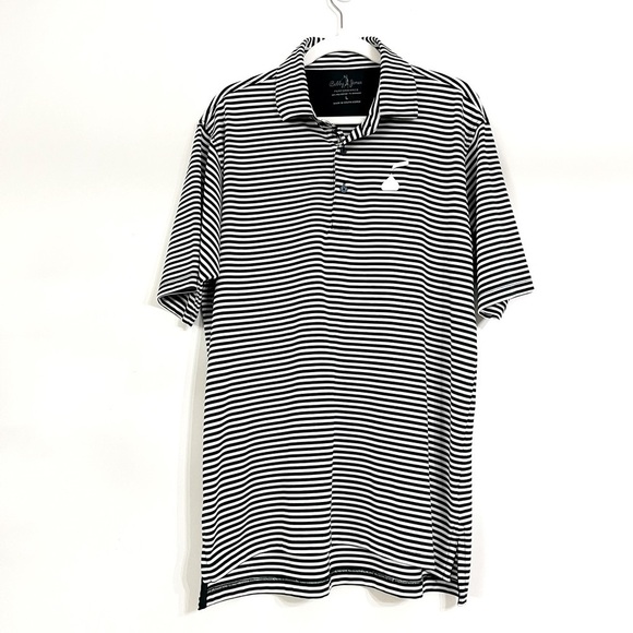 EUC Bobby Jones Golf Men’s Polo Size L Striped Embroidered Hershey Kiss Logo - Picture 1 of 8